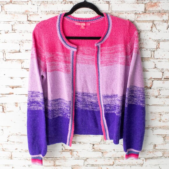 Lilly Pulitzer Women's Small Cardigan Sweater Pink Purple Ombre Knit - Picture 1 of 10